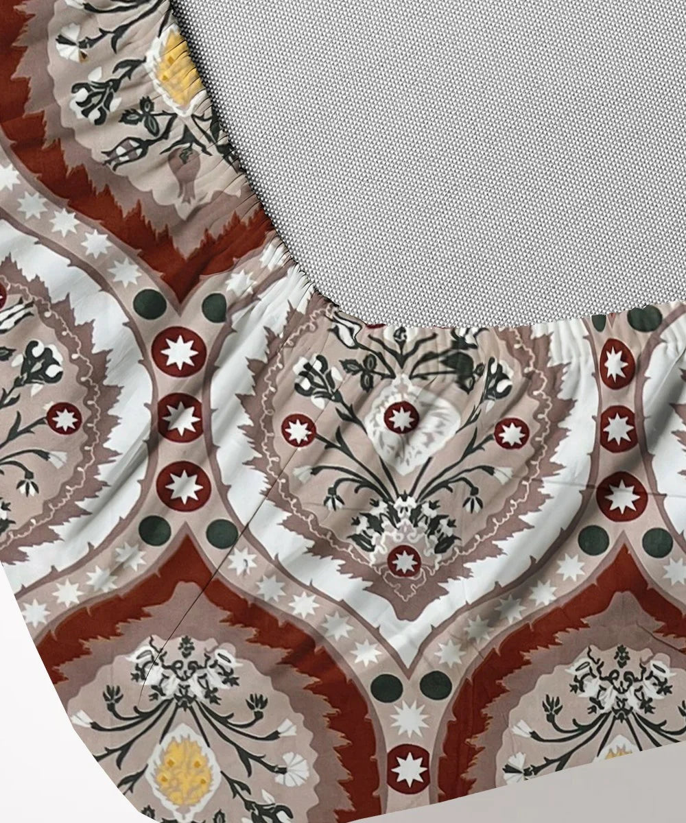 Mughal Motif Flat Bedsheet With Pillow Covers