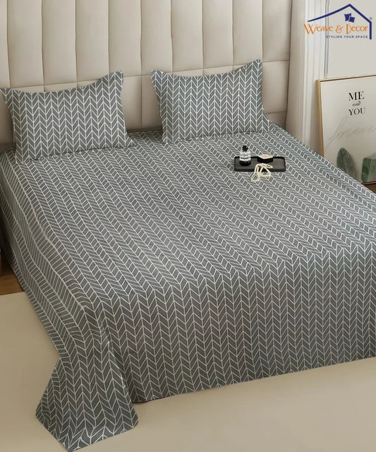 Grey Chevron   Flat Bedsheet With Pillow Covers
