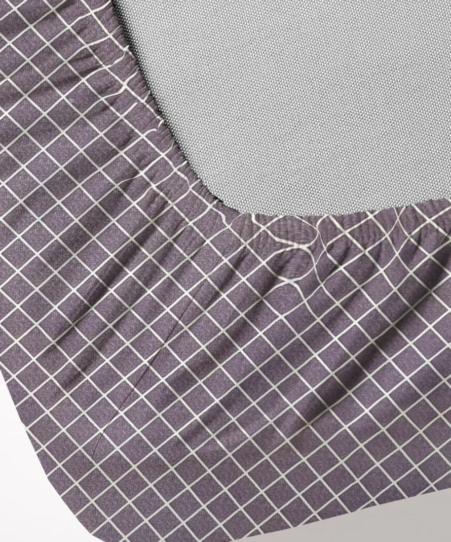 Lavender Checks    Flat Bedsheet With Pillow Covers