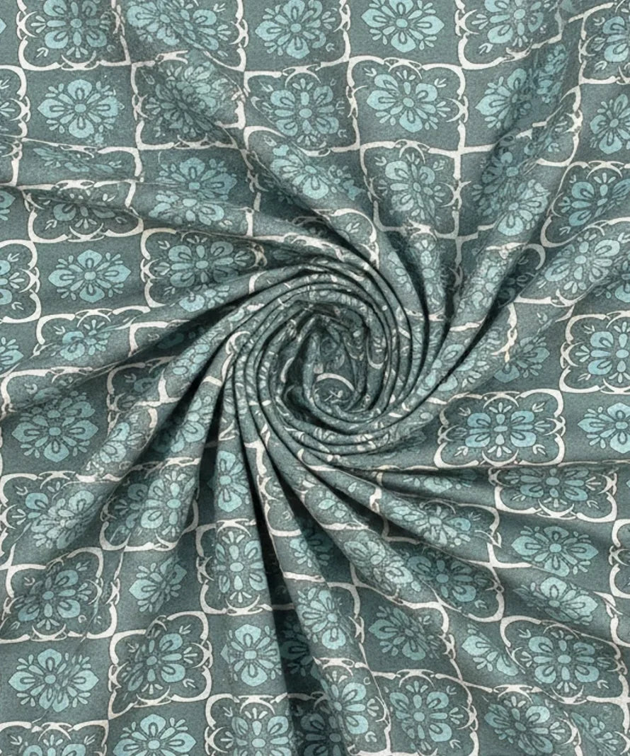 Teal Mosaic  Flat Bedsheet With Pillow Covers