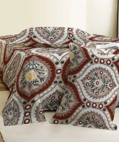Mughal Motif Flat Bedsheet With Pillow Covers