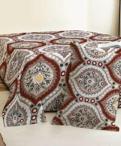 Mughal Motif Flat Bedsheet With Pillow Covers