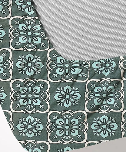 Teal Mosaic  Flat Bedsheet With Pillow Covers