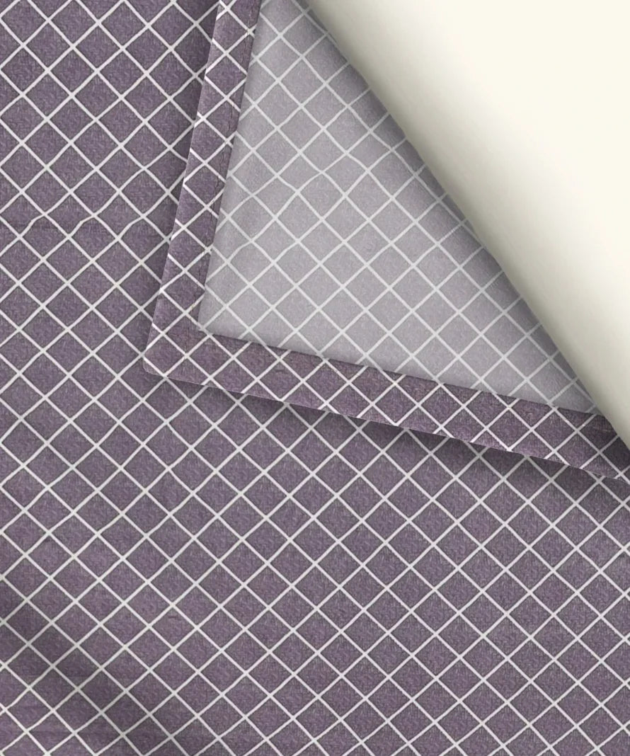 Lavender Checks    Flat Bedsheet With Pillow Covers