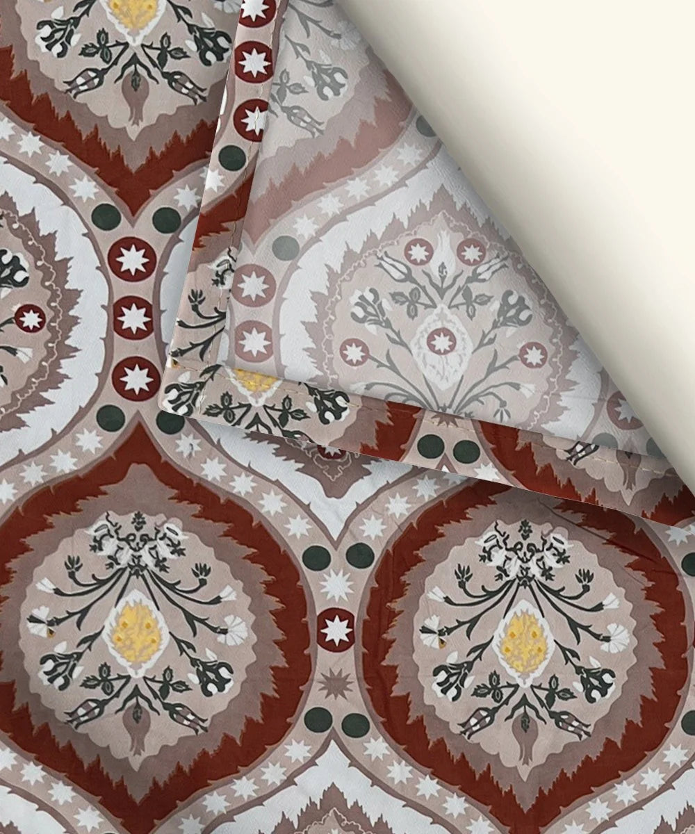 Mughal Motif Flat Bedsheet With Pillow Covers