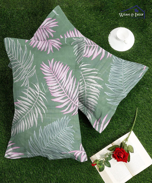 Green Leaves Pillow Cover Set of 2