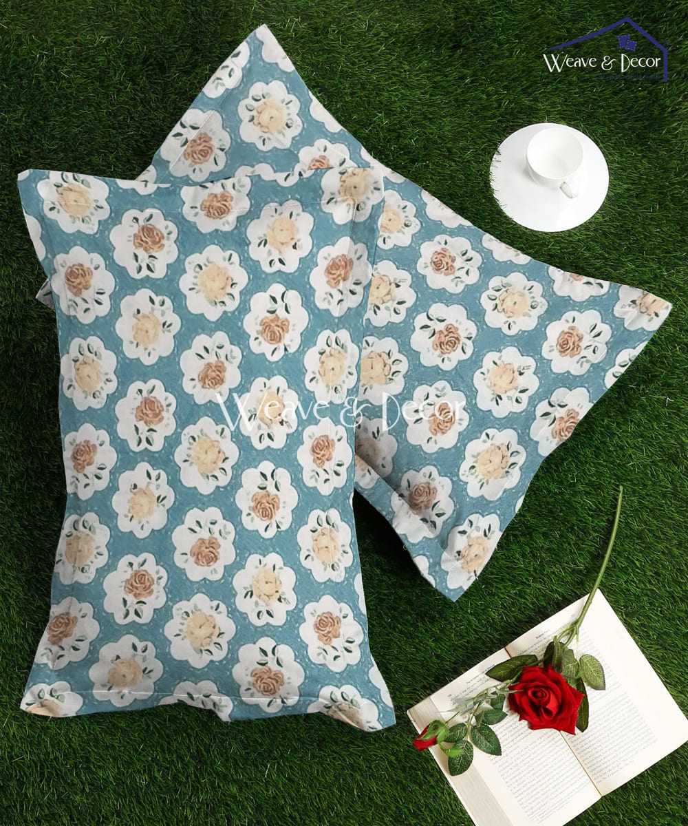 Teal Garden  Pillow Cover Set of 2