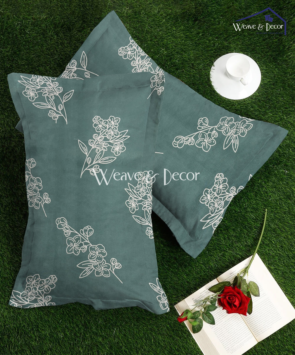 Teal Mist Bloom Pillow Cover Set of 2