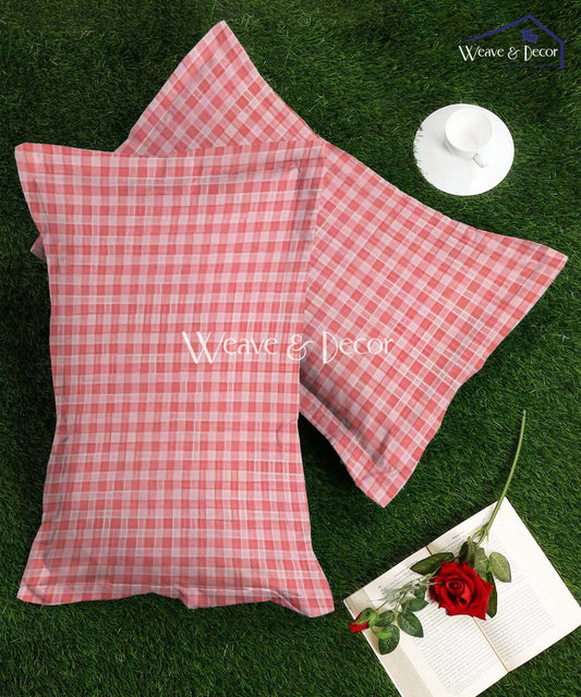 Pink Gingham Pillow Cover Set of 2
