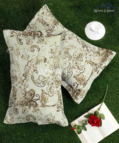 Golden Paisley Pillow Cover Set of 2