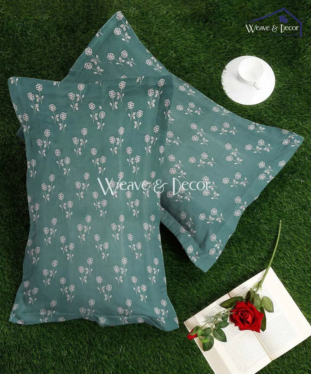 Teal Daisy Charm  Pillow Cover Set of 2