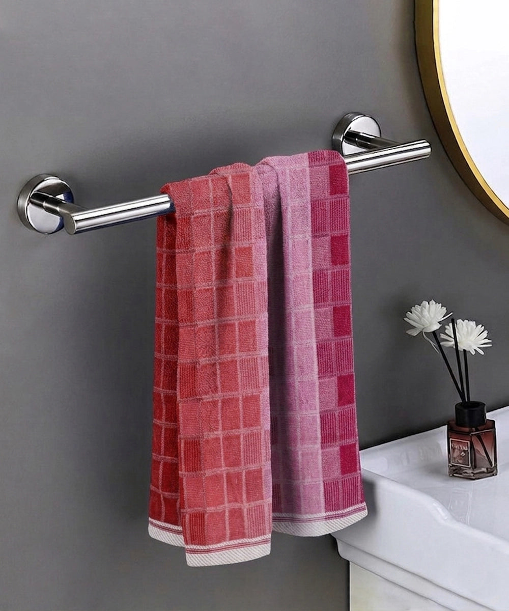 Weave & Decor Luxe Check Cotton Hand Towels Sets – Ultra Soft & Super Absorbent (Pink)