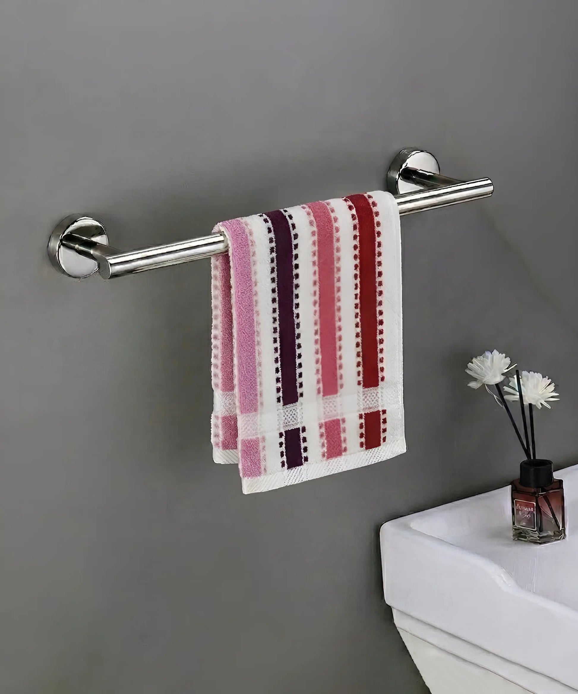Weave & Decor Luxe Stripe Cotton Hand Towels Sets – Ultra Soft & Super Absorbent (Pink)
