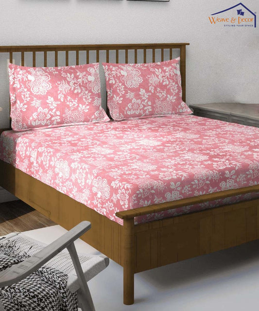 Soft Rose Bloom Flat Bedsheet With Pillow Covers
