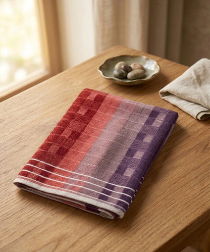 Weave & Decor Luxe Checks Cotton Hand Towels Sets – Ultra Soft & Super Absorbent (Red)