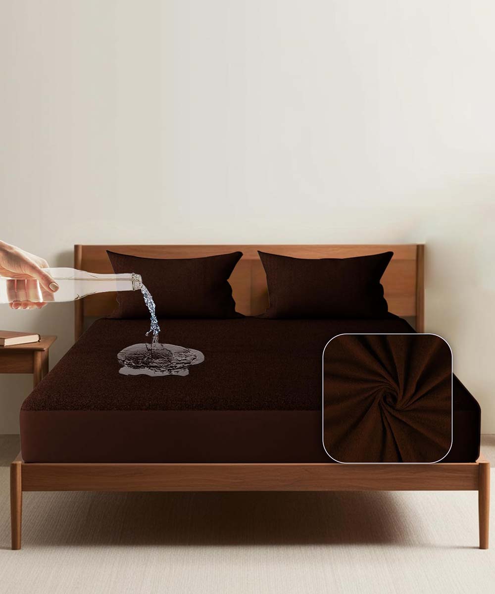 Rich Brown Terry Solid Mattress Protector