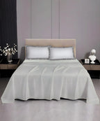 Pastel Light Grey Solid Flat Bedsheet With Pillow Covers