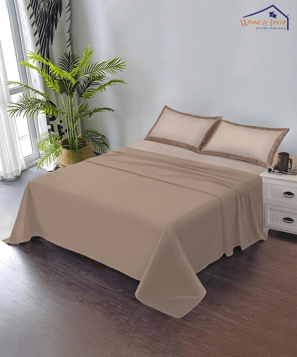 Pastel Almond Solid   Single Bedsheet With 1 Pillow Cover