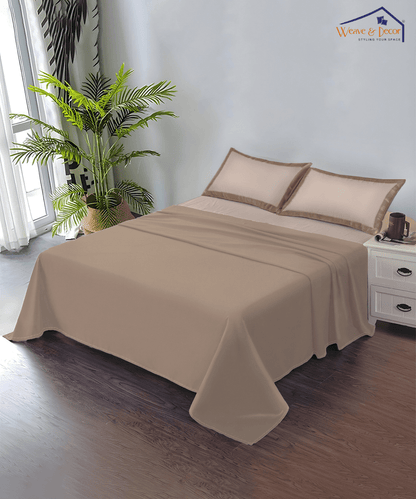 Pastel Almond Solid   Single Bedsheet With 1 Pillow Cover