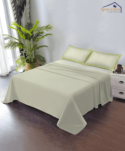 Pastel Green Solid Single Bedsheet With 1 Pillow Cover