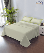 Pastel Green Solid Flat Double Bedsheet With 2 Pillow Covers