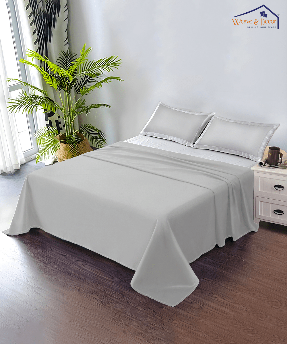 Light Grey  Silky Soft Satin Comforter Set with Bedsheet & Pillow Covers