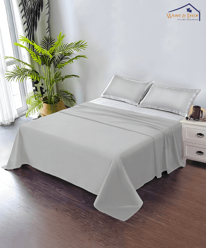 Light Grey  Silky Soft Satin Comforter Set with Bedsheet & Pillow Covers
