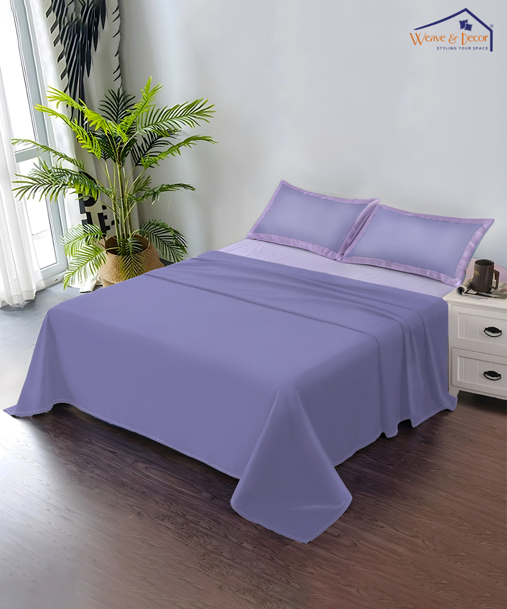 Pastel Lanvender Solid   Single Bedsheet With 1 Pillow Cover