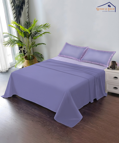 Pastel Lanvender Solid   Super King Fitted Bedsheet With 2 Pillow Covers