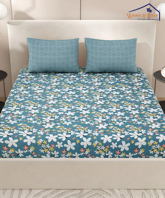 Floral King Size Bedsheet With 2 Pillow Covers