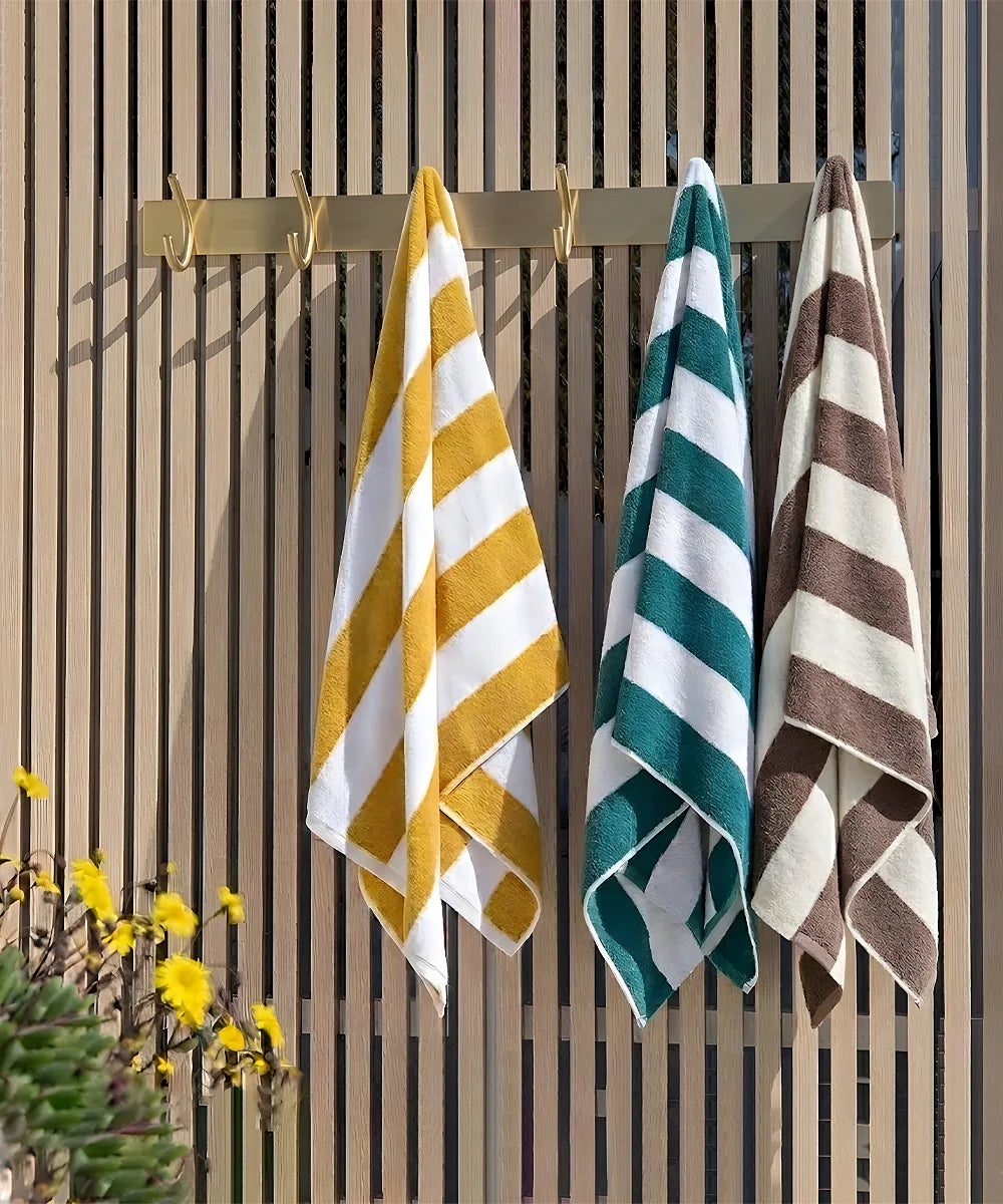 Weave & Decor Brown Stripes Plush Pool Towel – Extra Absorbent, Soft & Long Lasting