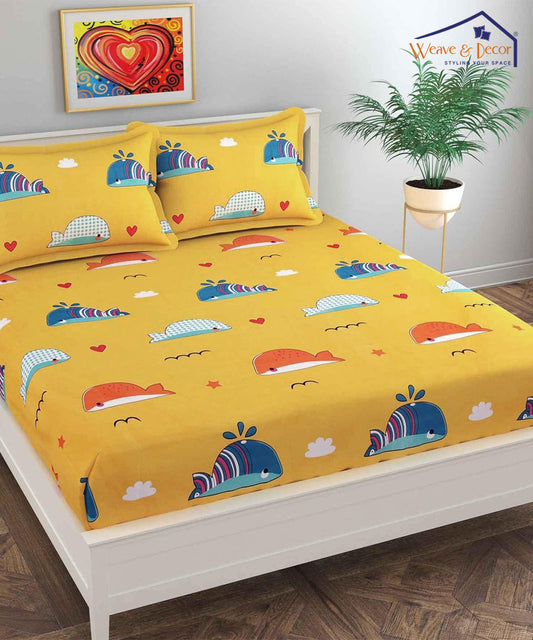 Cute Yellow Single Bedsheet With 1 Pillow Cover