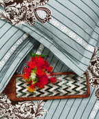 Classic Striped Majesty King Size Bedsheet With 2 Pillow Cover