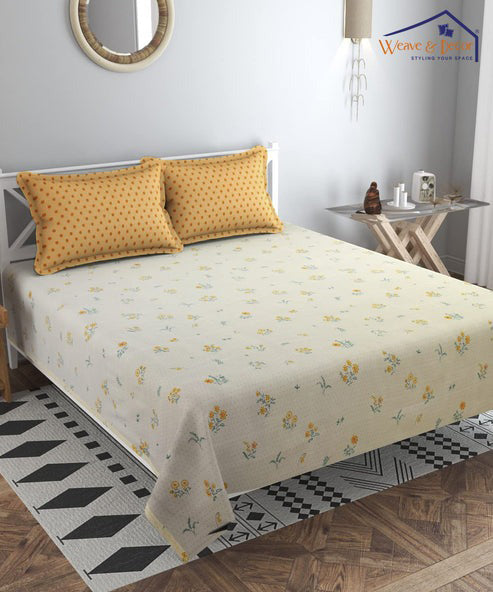 Floral King Size Bedsheet With 2 Pillow Covers