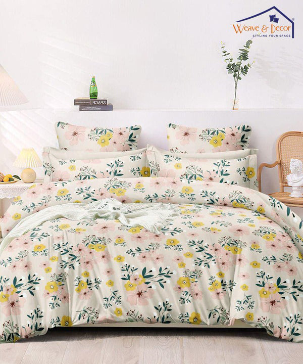 Pink Floral King Size Bedsheet With 2 Pillow Covers