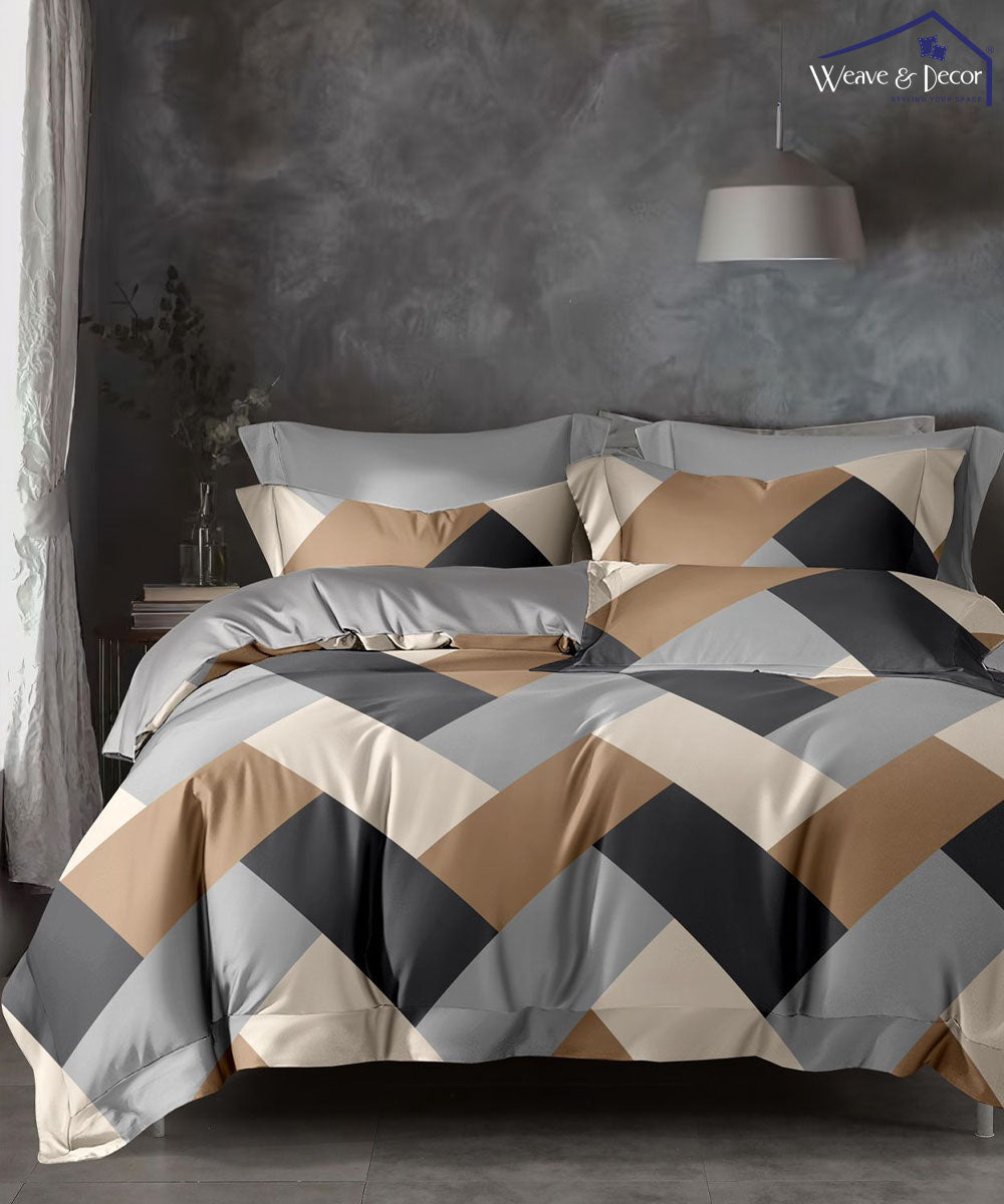 Modern Geometric Luxe King Size Bedsheet With 2 Pillow Covers