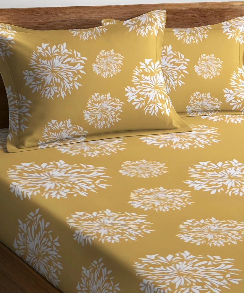 YELLOW FLORAL DOUBLE BEDSHEET 2
