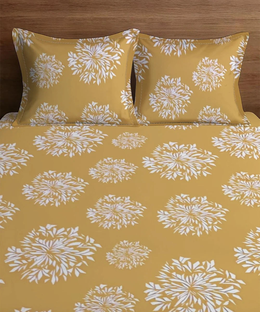 YELLOW FLORAL DOUBLE BEDSHEET  3