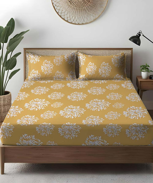 Yellow fitted Bedsheet 