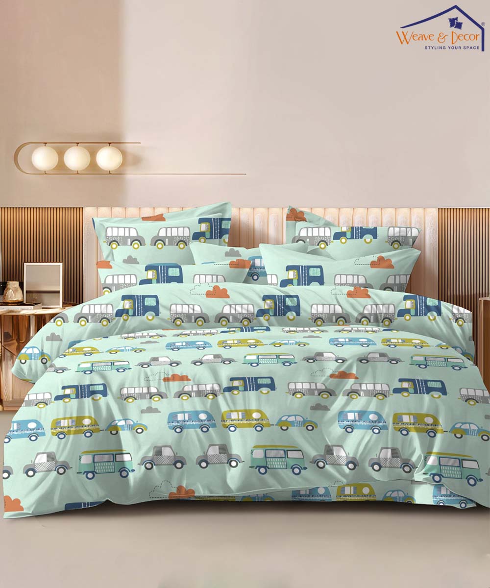 Mint Drive Kids  Comforter Set With Bedsheet