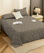 Mocha Meadow King Size Bedsheet With 2 Pillow Cover