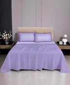 Pastel Lavender Solid Flat Bedsheet With Pillow Covers