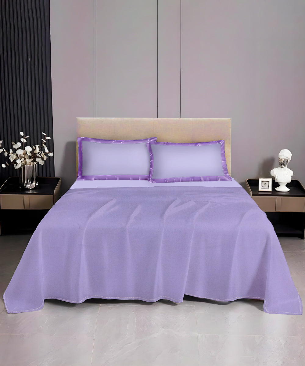 Pastel Lavender Solid Flat Bedsheet With Pillow Covers