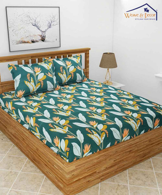 green floral superking fitted bedsheets 