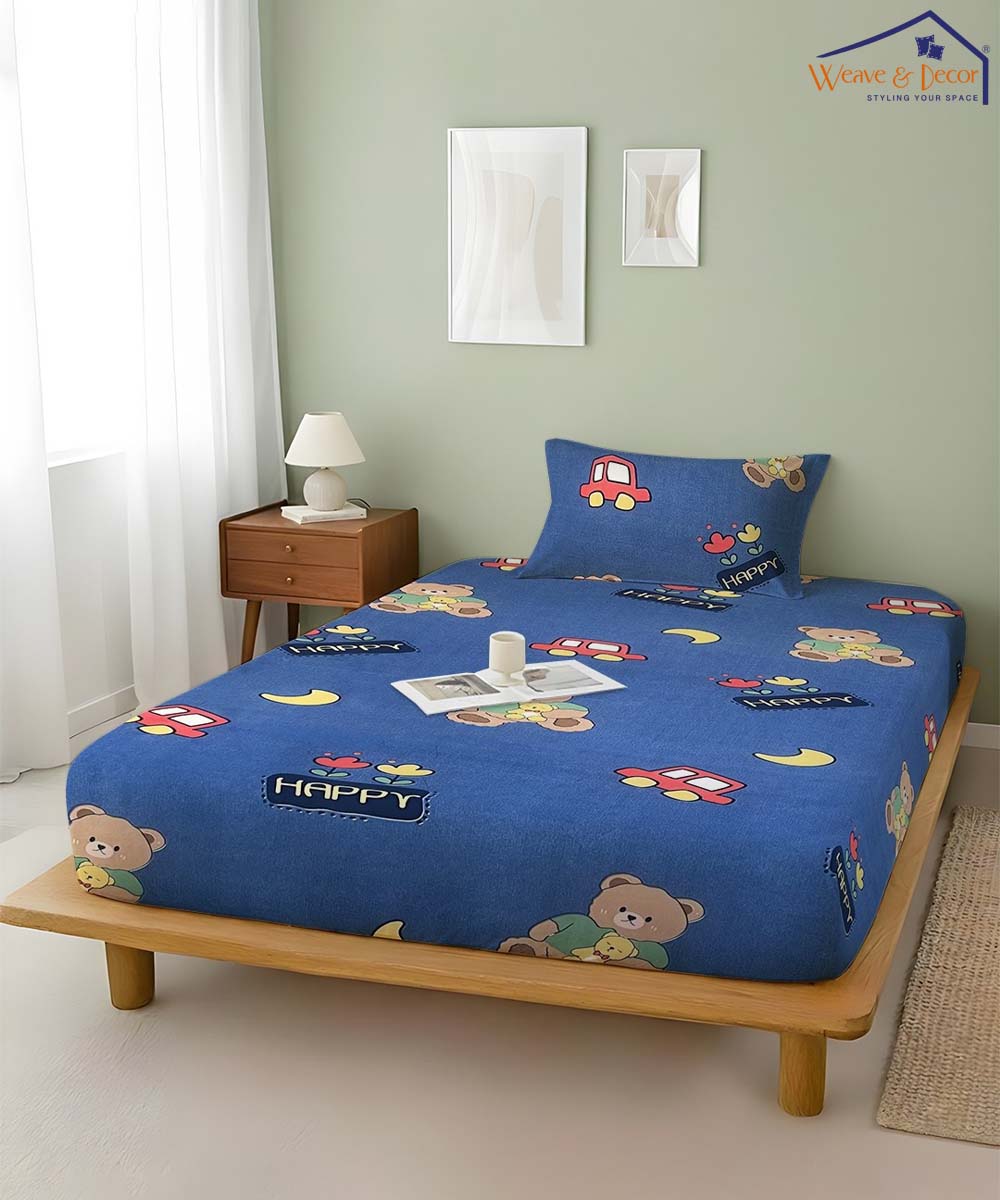 blue teddy bedsheet 