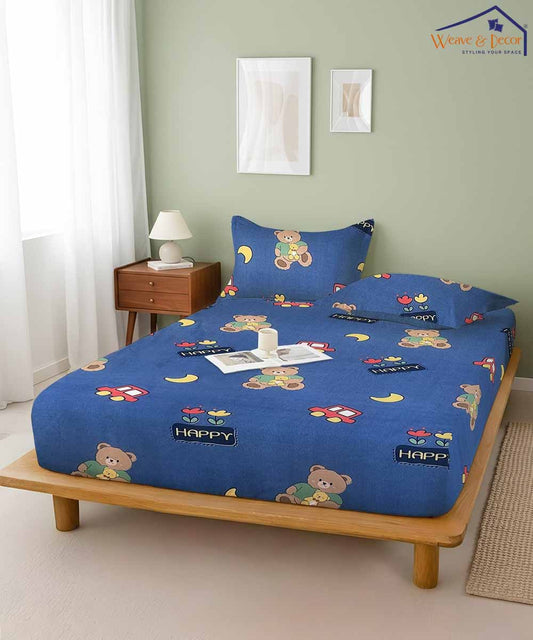 blue teddy bedsheet 
