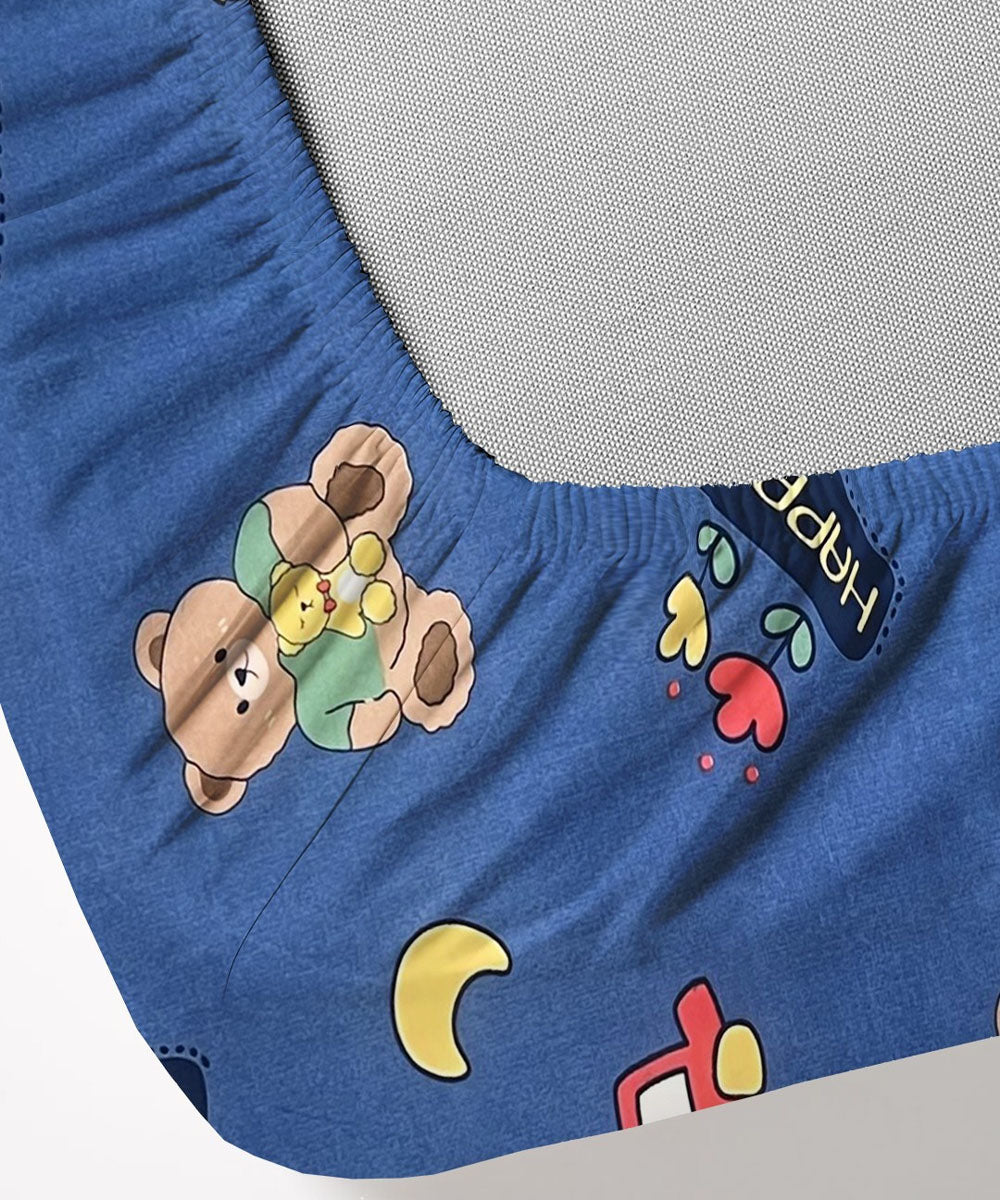 blue teddy bedsheet 