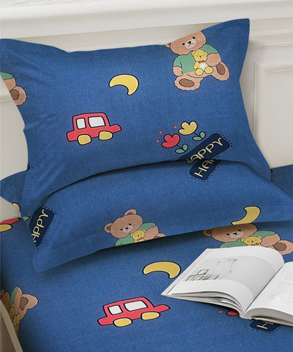 blue teddy bedsheet 