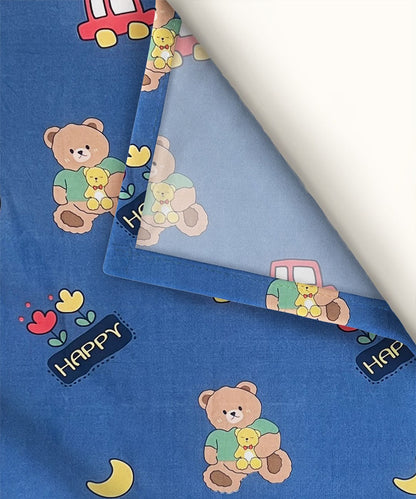blue teddy bedsheet 
