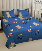 blue teddy bedsheet 